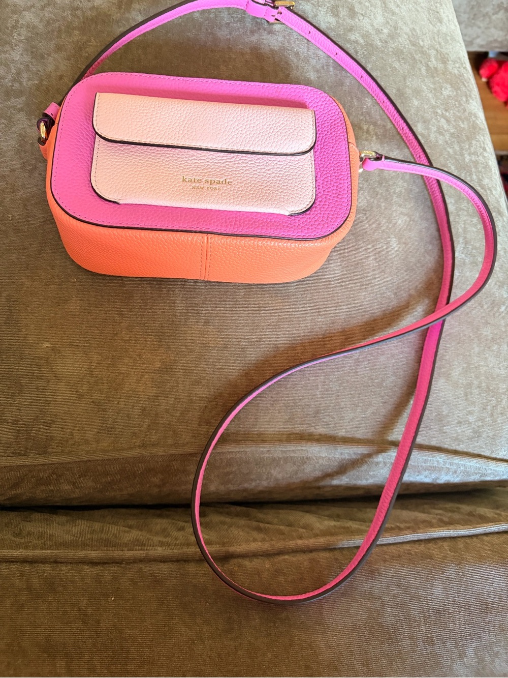 kate spade Colorblock Pink, Light Pink & Orange Leather Crossbody